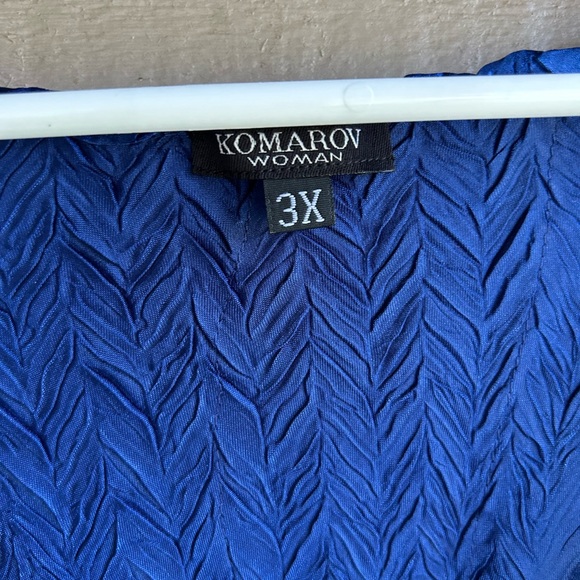 Kamarov dress sheer shimmer luminous crinkle blue layered Sz plus 3X - Picture 8 of 10